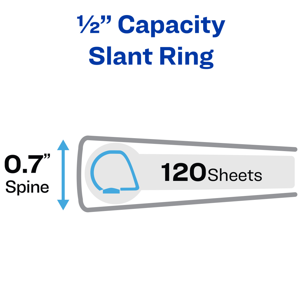 Avery Durable Slant D-Ring View Binders, 1/2in Slant Rings, 44% Recycled, White, Pack Of 4 Binders