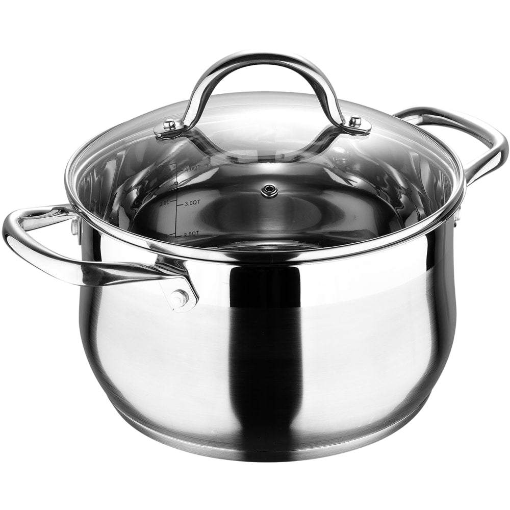 Bergner Stainless-Steel Induction-Ready Dutch Oven With Lid, 5 Qt, Stainless Steel