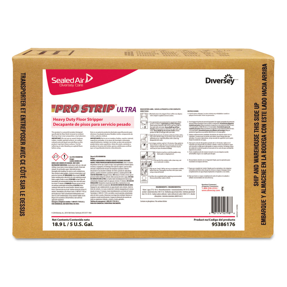 Diversey Pro-Strip Ultra Heavy-Duty Floor Stripper, Cherry Almond Scent, 5 Gallon Box