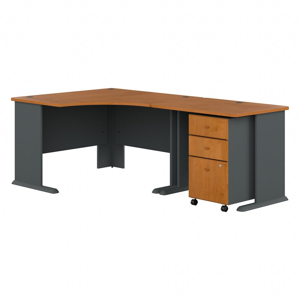 Bush Business Furniture Office Advantage 48inW Corner Desk With 36inW Return And Mobile File Cabinet, Natural Cherry/Slate, Standard Delivery