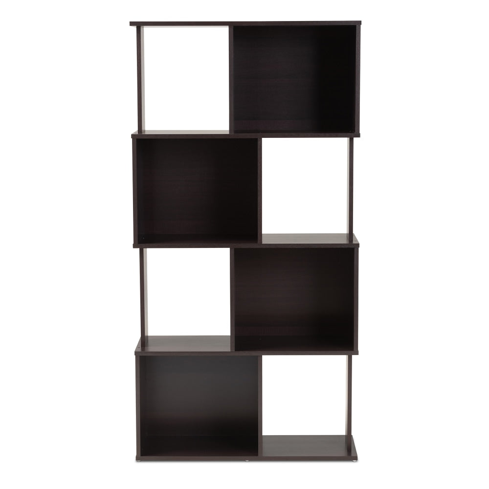 Baxton Studio 62inH Modern Geometric Bookshelf, Dark Brown