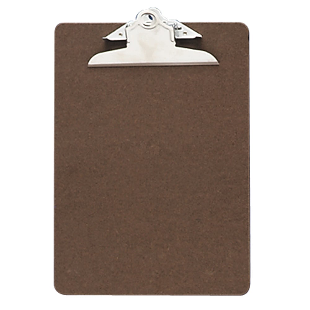 OIC 100% Recycled Hardboard Clipboard, Memo Size, 6in x 9in, Brown