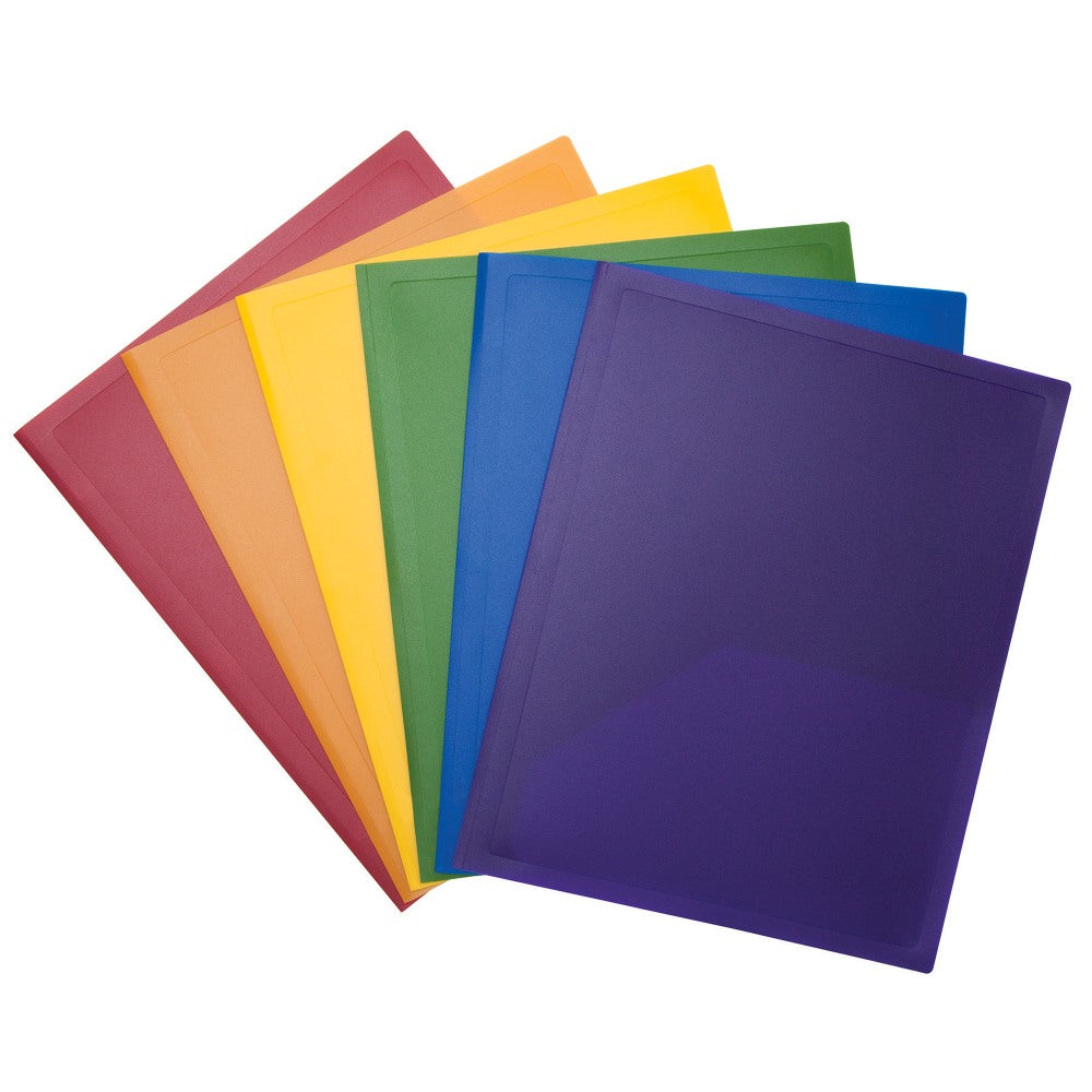 Office Depot Brand 2-Pocket Poly Portfolio, Assorted Colors