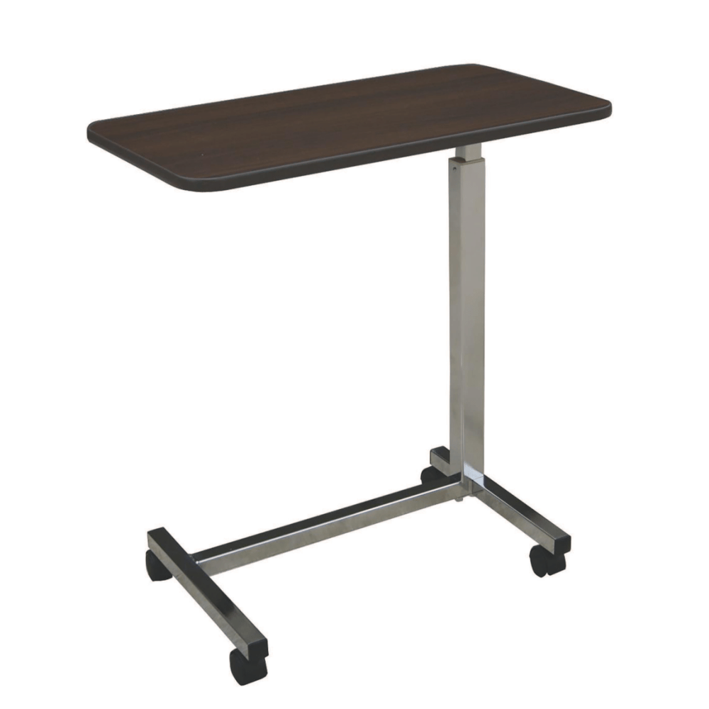 Medline Economy Overbed Table, 4 5/8in x 18 1/8in x 32 1/2in, Walnut