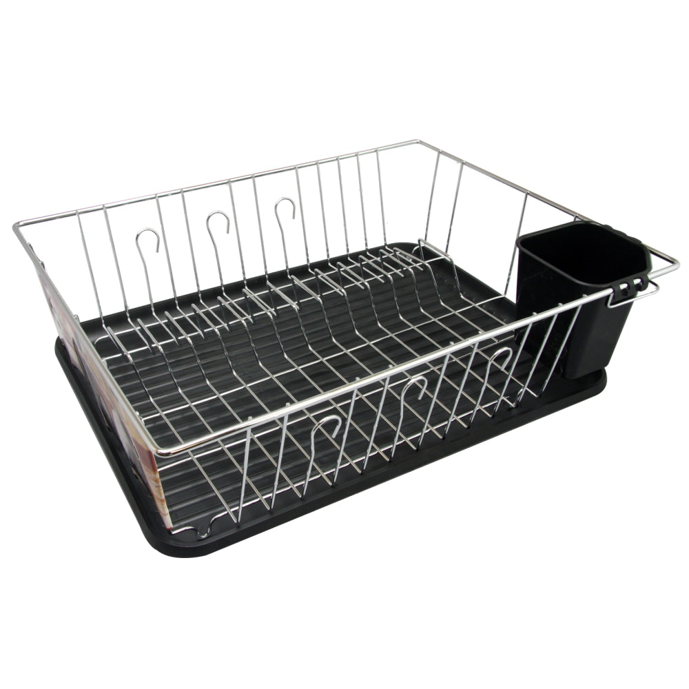 Better Chef Dish Rack With Draining Tray, 22in, Chrome/Black