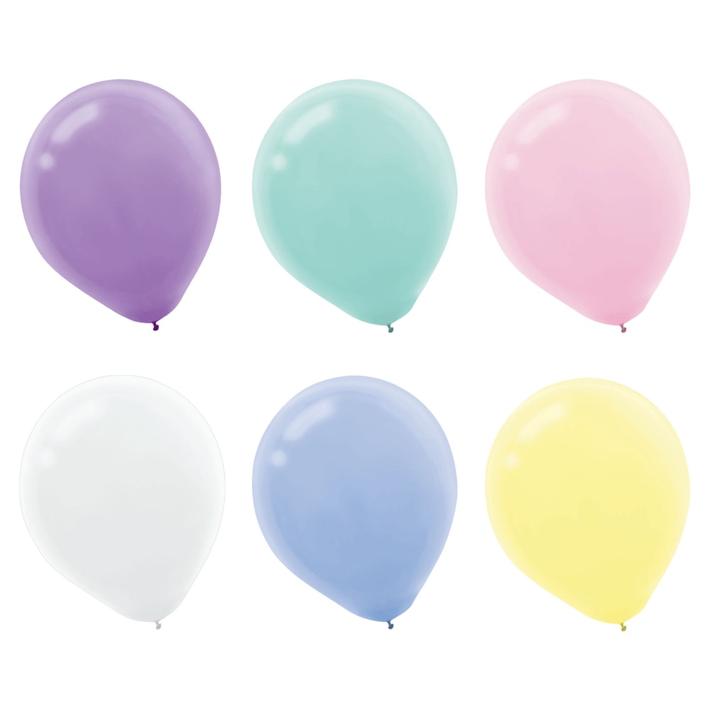 Amscan Latex Pastel Balloons, 12in, Assorted Colors, Pack Of 15 Balloons, Set Of 4 Packs