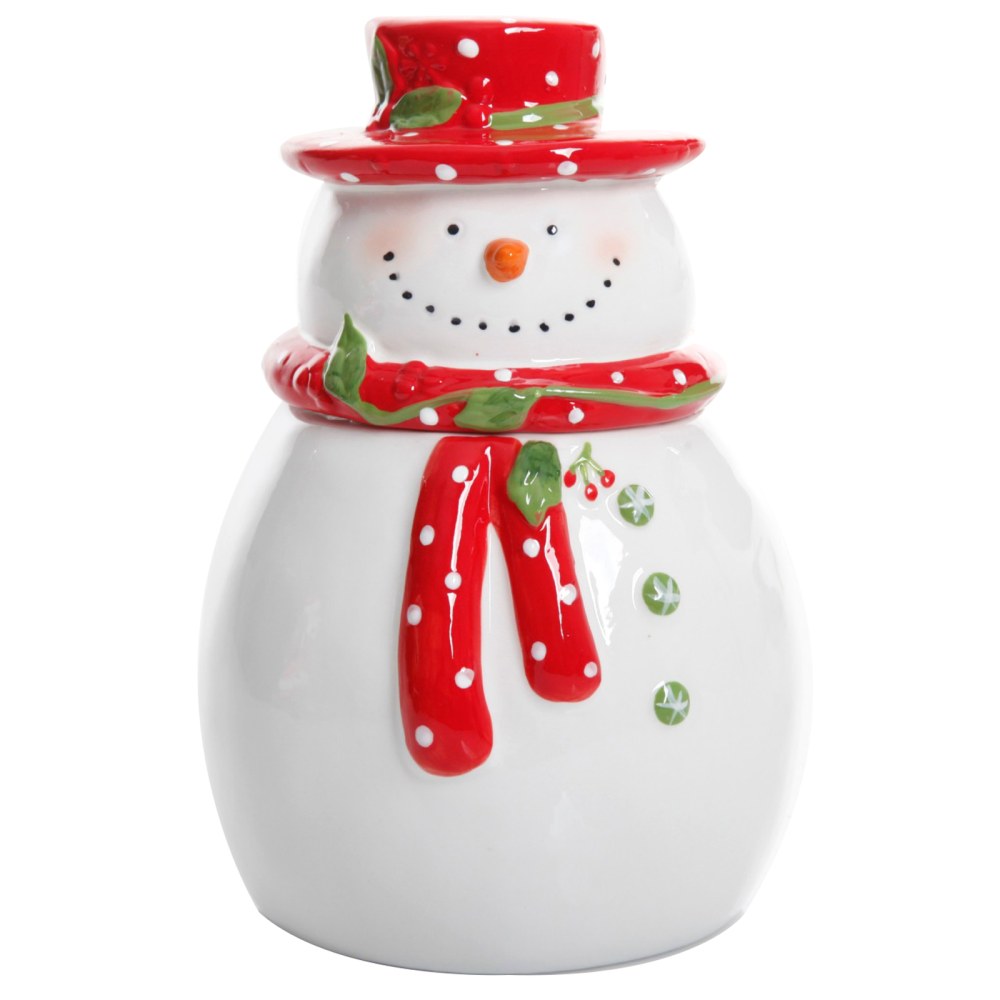 Gibson Home Jolly Plenitude Snowman Cookie Jar, 8in, White