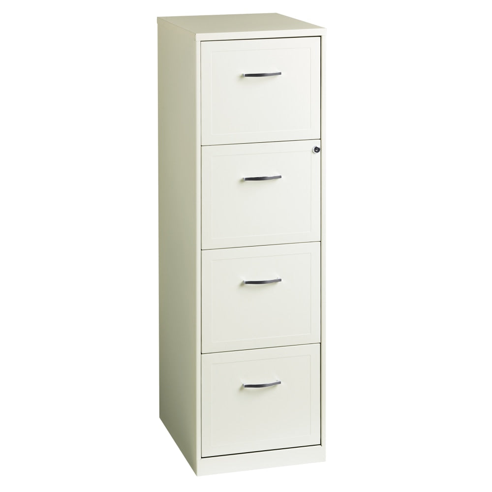 Realspace 18inD Vertical 4-Drawer File Cabinet, Pearl White