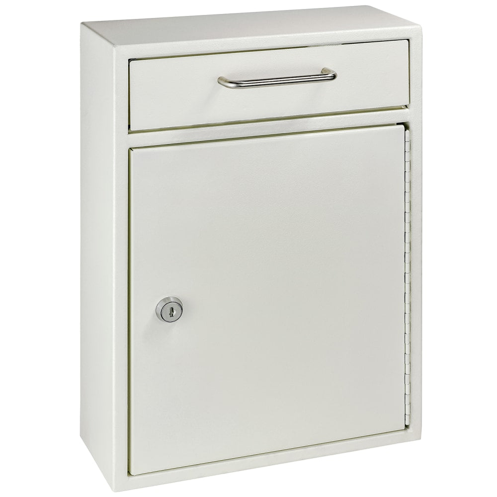 Mail Boss Key Boss High Security Locking Key Cabinet/Drop Box, 16-1/4inH x 11-1/4inW x 4-3/4inD, White