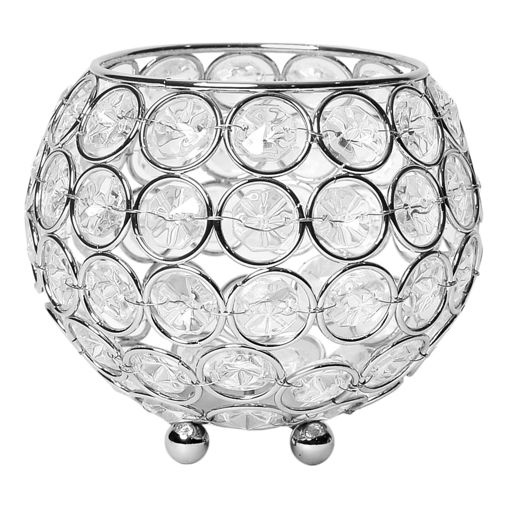 Elegant Designs Elipse Crystal Bowl, 4-1/4in x 4-3/4in, Chrome