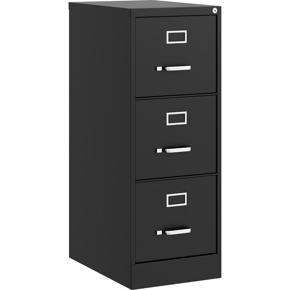 Lorell Fortress Series 22in Commercial-Grade Vertical File Cabinet - 15in x 22in x 40.2in - 3 x Drawer(s) for File - Letter - Vertical - Ball-bearing Suspension, Removable Lock, Pull Handle, Wire Management - Black - Steel - Recycled