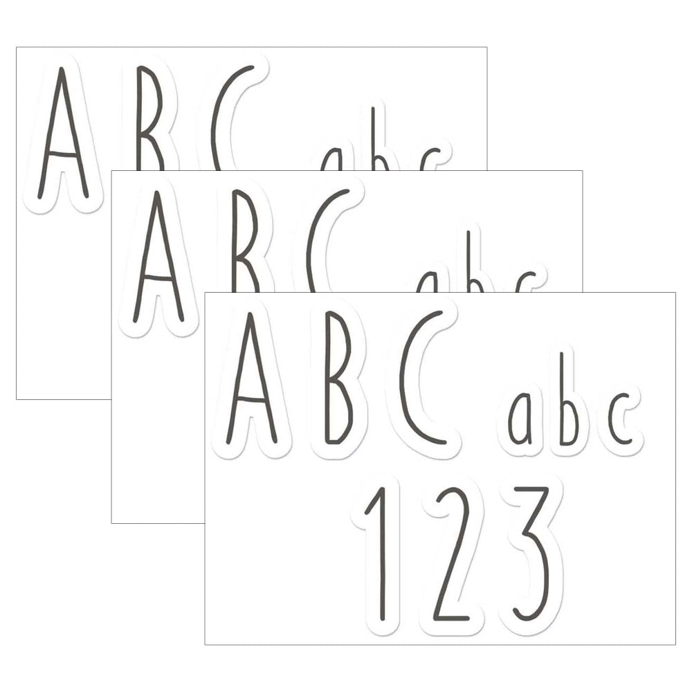 Eureka 4in Deco Letters, A Close-Knit Class Simple Print, 246 Letters Per Pack, Set Of 3 Packs