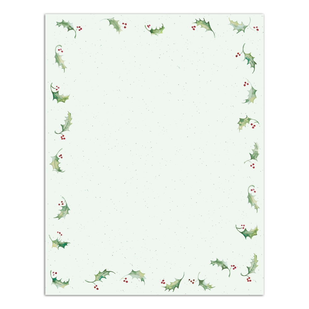 Great Papers! Holiday-Themed Letterhead Paper, 8 1/2in x 11in, Holly Bunch, Pack Of 80 Sheets