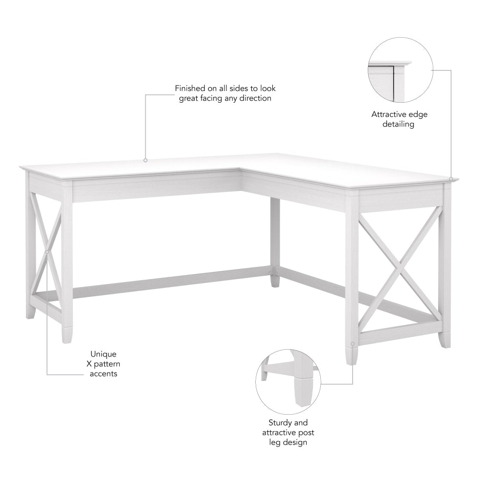 Bush Business Furniture Key West 60inW L-Shaped Corner Desk, Pure White Oak, Standard Delivery