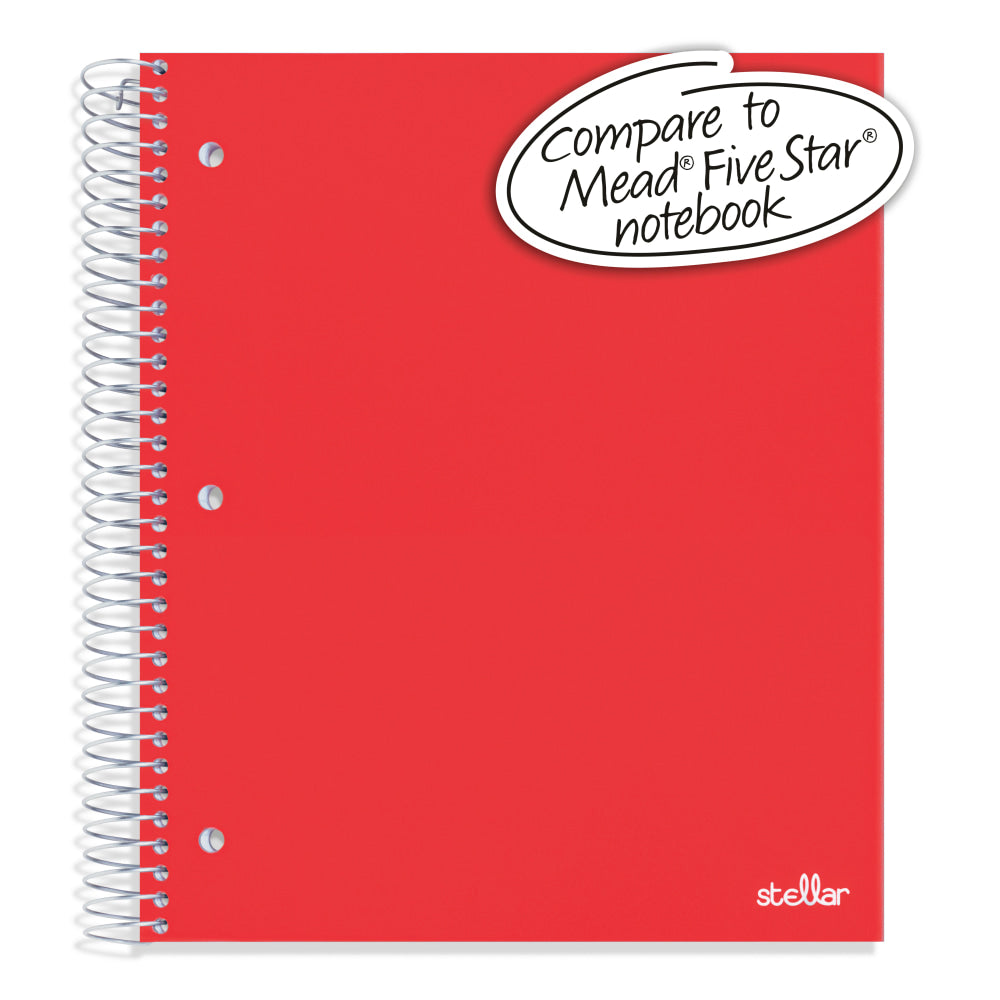 Office Depot Brand Stellar Poly Notebook, 8-1/2in x 11in, 3 Subject, College Ruled, 150 Sheets, Red