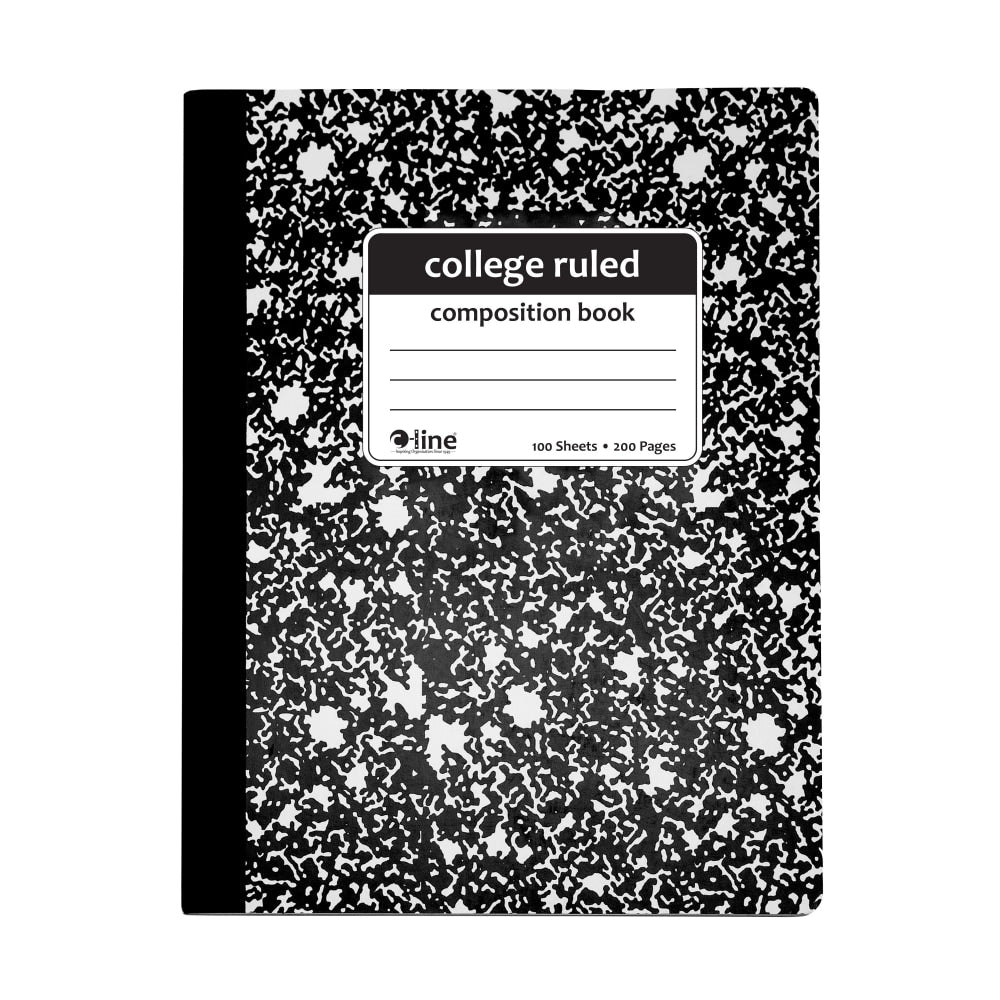 C-Line Narrow Rule Composition Notebooks, 7-1/2in x 9-3/4in, 100 Sheets, Black Marble, Pack Of 12 Notebooks