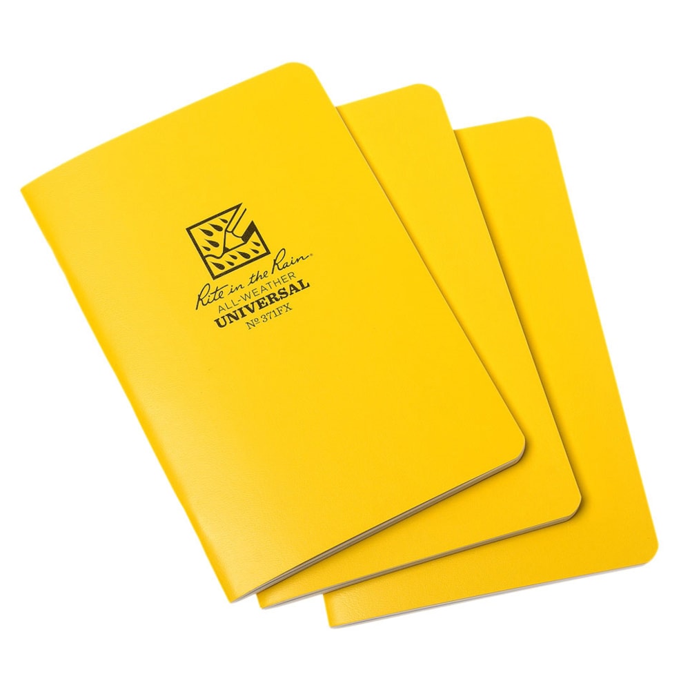 Rite in the Rain All-Weather Stapled Notebook, 4-5/8in x 7in, 48 Pages (24 Sheets), Yellow