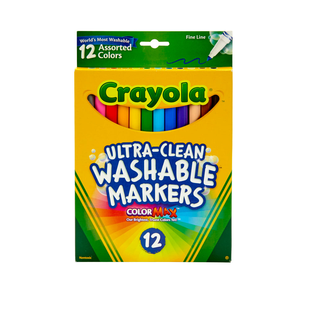 Crayola Washable Markers, Thin Line, Assorted Classic Colors, Box Of 12