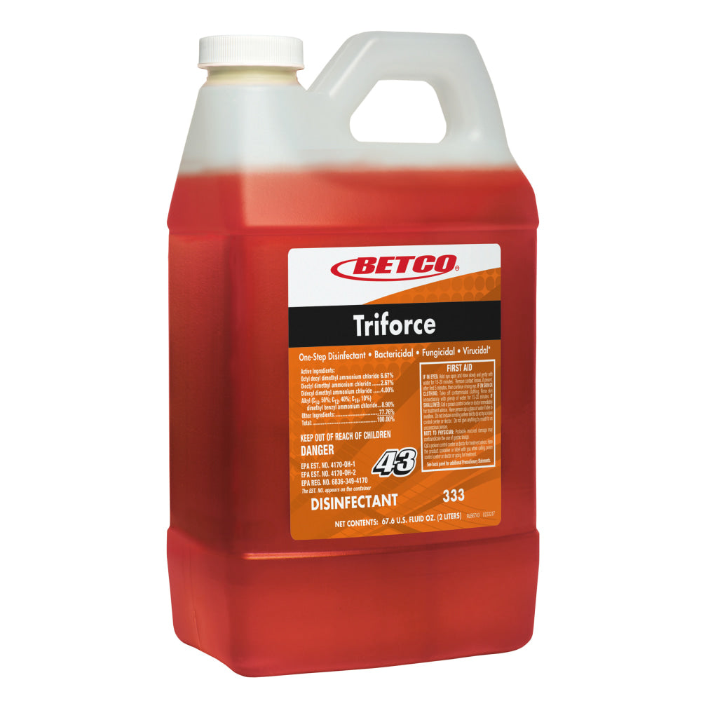 Betco Triforce Disinfectants, Fresh Scent, 77.2 Oz, Orange, Pack Of 4 Disinfectants