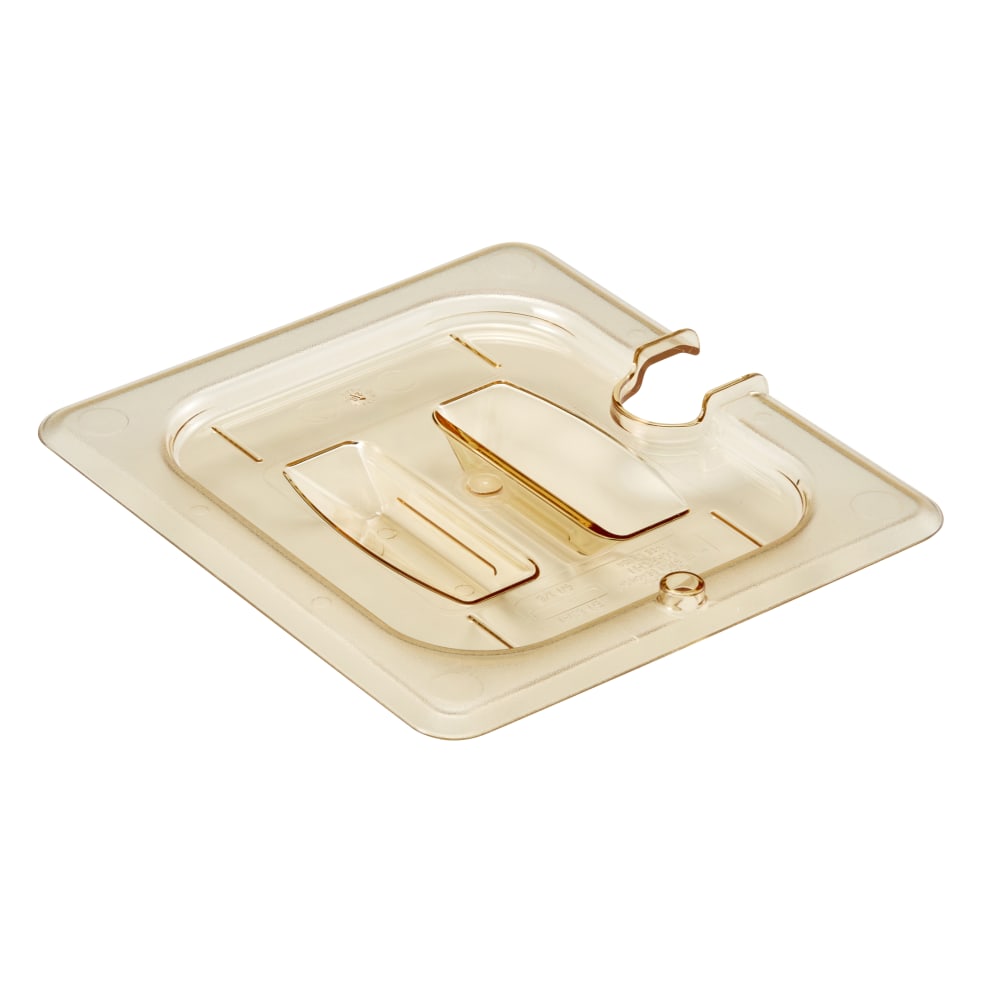 Cambro H-Pan High-Heat GN 1/6 Notched Covers With Handles, 1-1/16inH x 6-3/8inW x 7inD, Amber, Pack Of 6 Covers