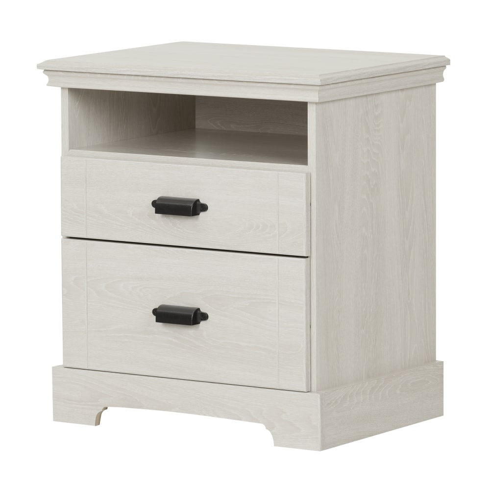 South Shore Avilla 2-Drawer Nightstand, 25inH x 24-1/2inW x 17-1/2inD, Winter Oak