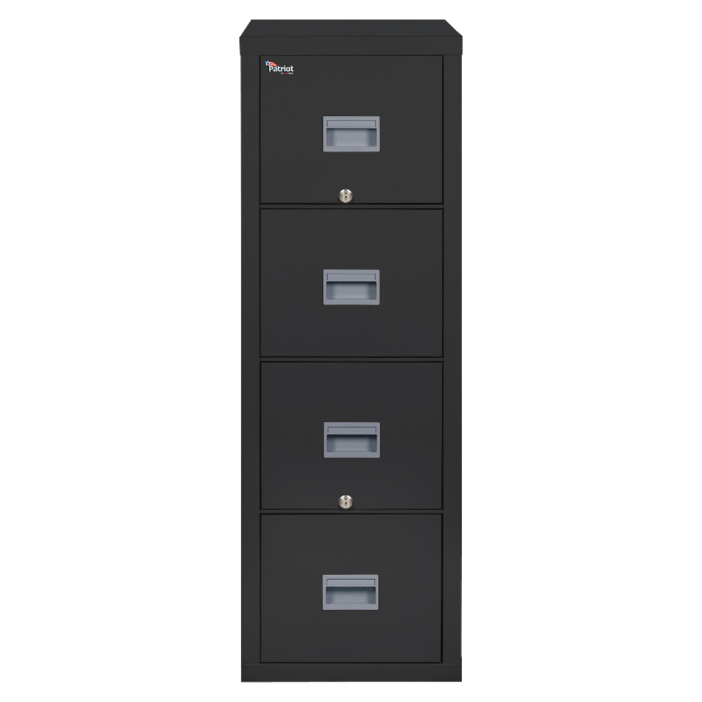 FireKing Patriot 31-5/8inD Vertical 4-Drawer Fireproof File Cabinet, Metal, Black, White Glove Delivery