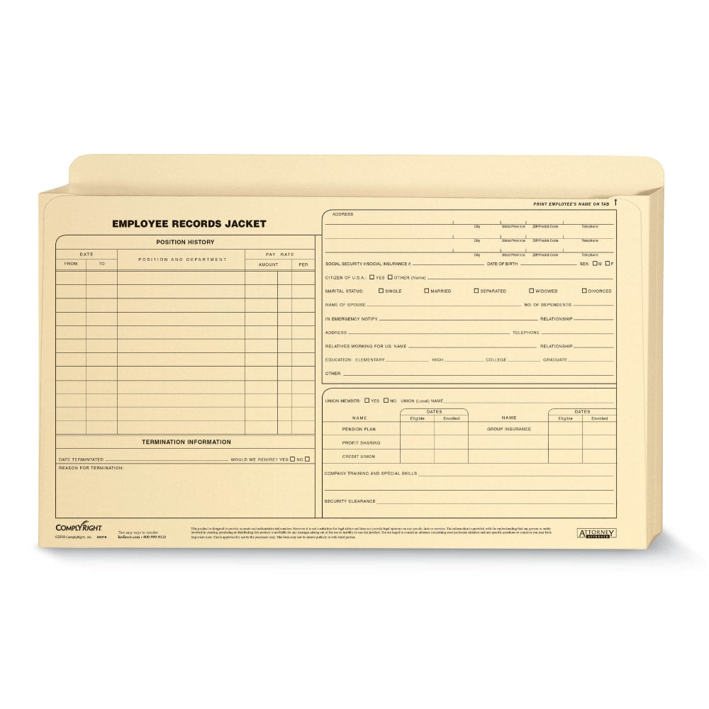 ComplyRight Expanded Employee Record Folders, Legal, 15in x 9 1/2in x 1in, Pack Of 25