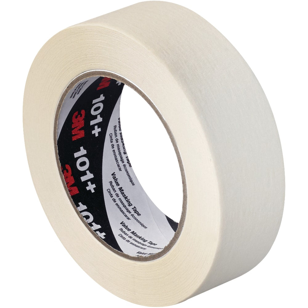 3M 101+ Masking Tape, 3in Core, 1.5in x 180ft, Tan, Case Of 12