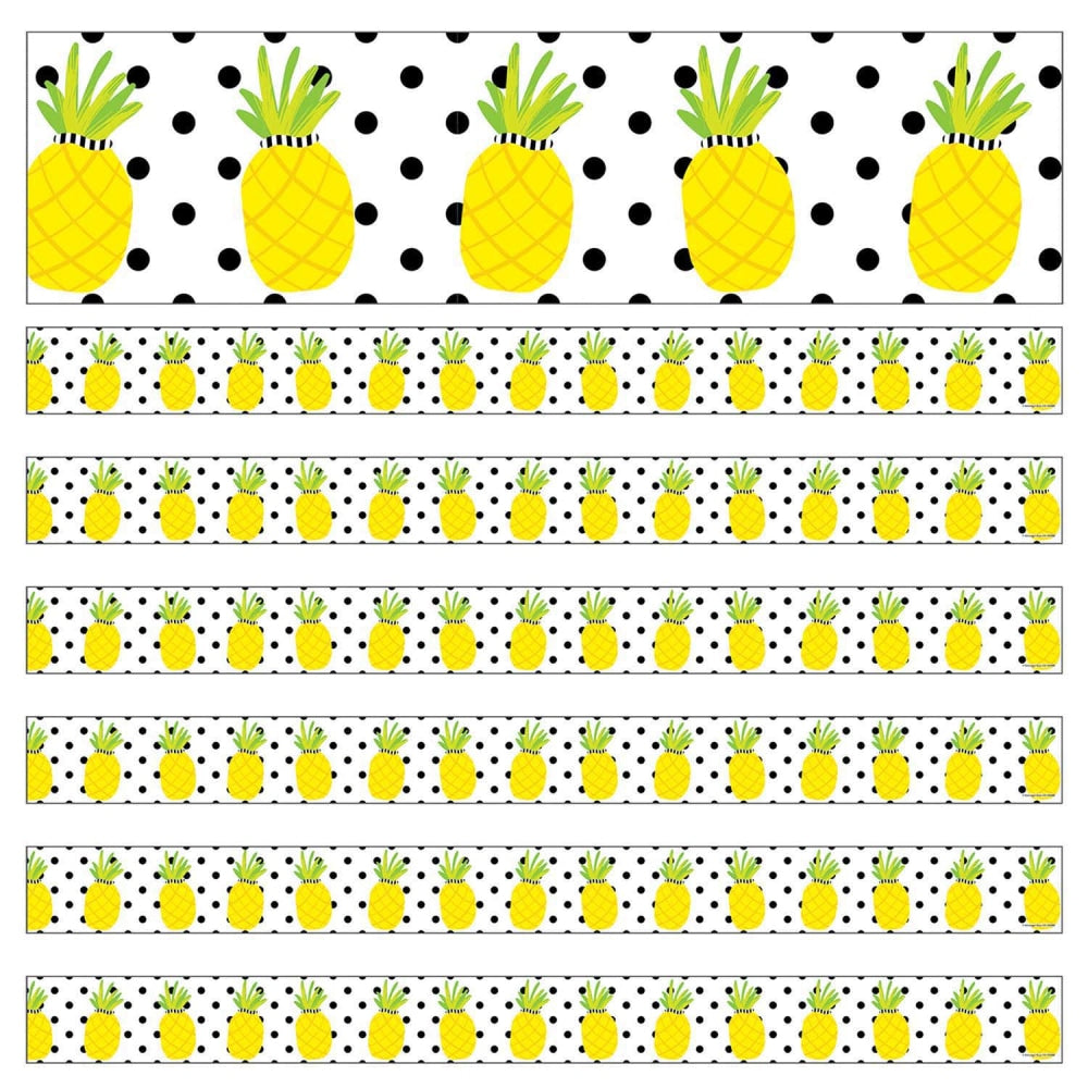 Carson Dellosa Education Straight Borders, Schoolgirl Style Simply Stylish Tropical Pineapples, 36ft Per Pack, Set Of 6 Packs