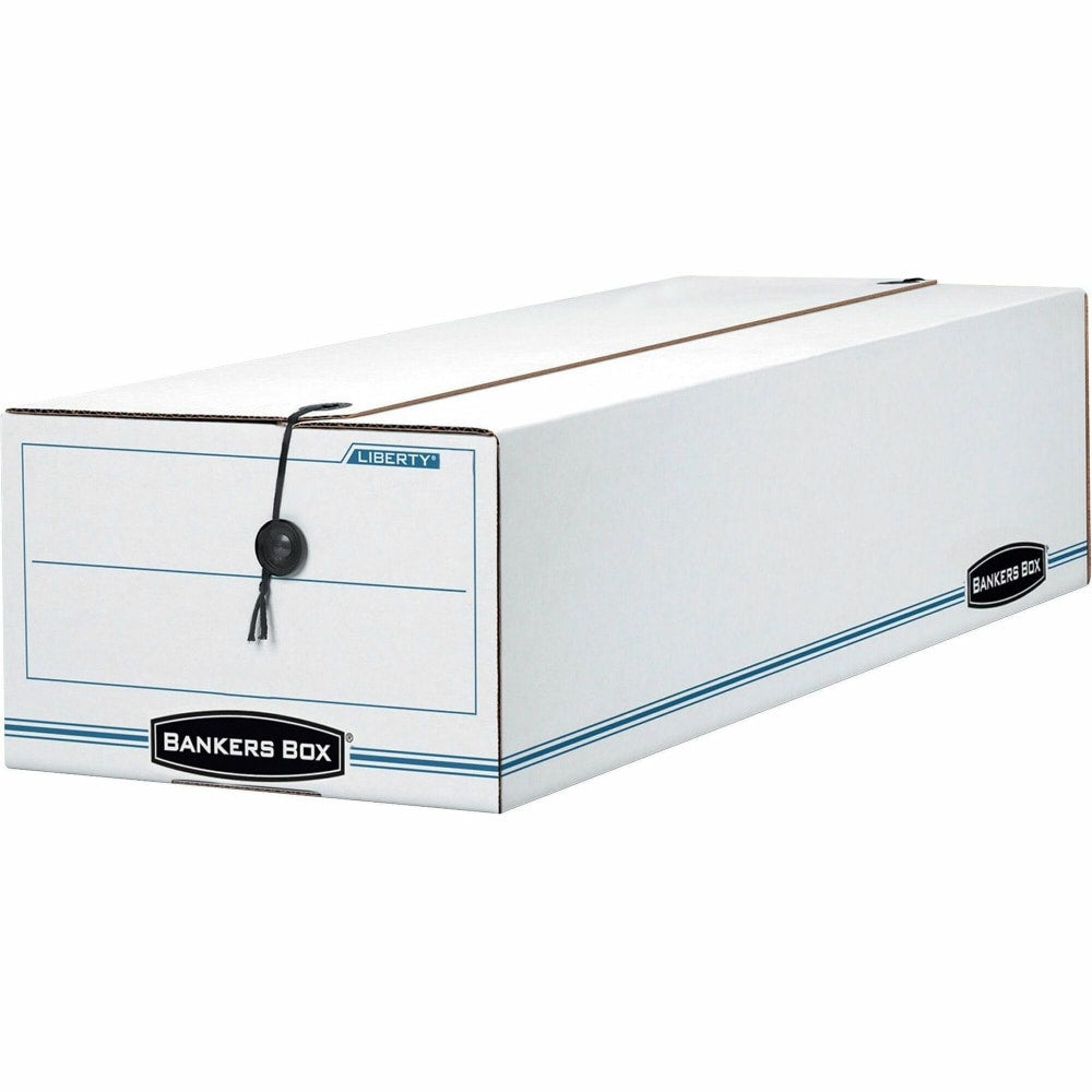 Bankers Box Liberty Corrugated Storage Boxes, 4 1/2in x 6 1/4in x 24in, White/Blue, Case Of 12