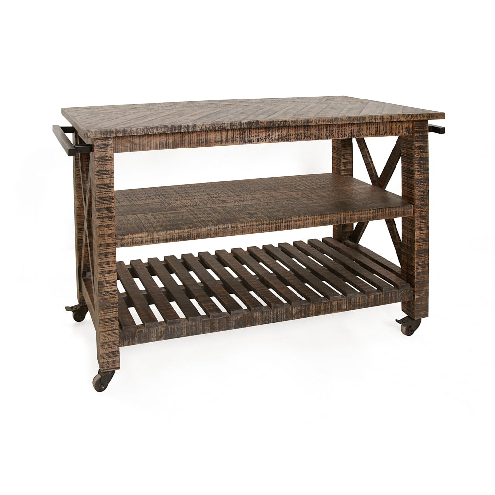 Coast to Coast Jamison Rustic Castered Cart, 34inH x 51inW x 21inD, Celebrity Distressed Brown