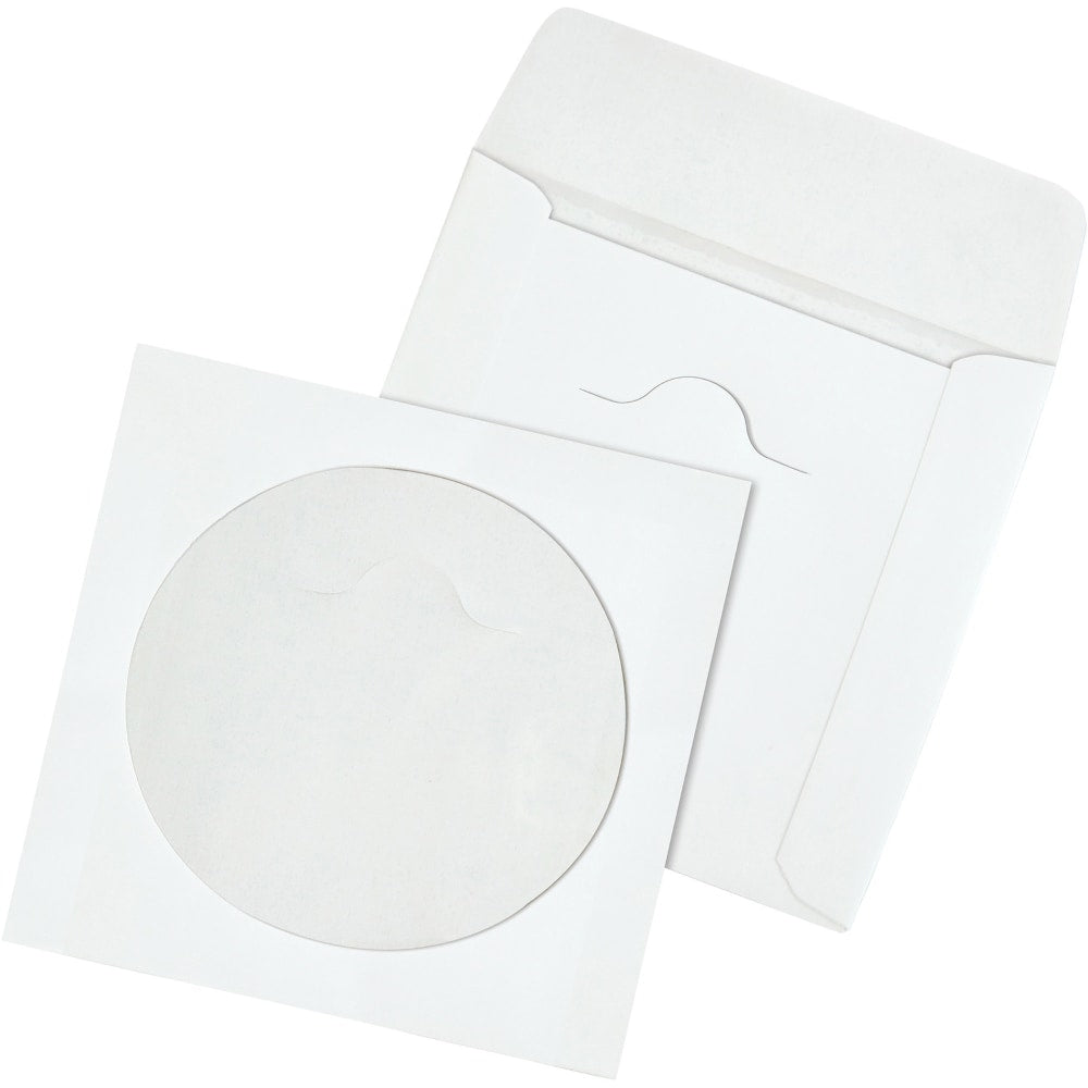 Quality Park Tech-No-Tear CD/DVD Sleeves, White, Pack Of 100