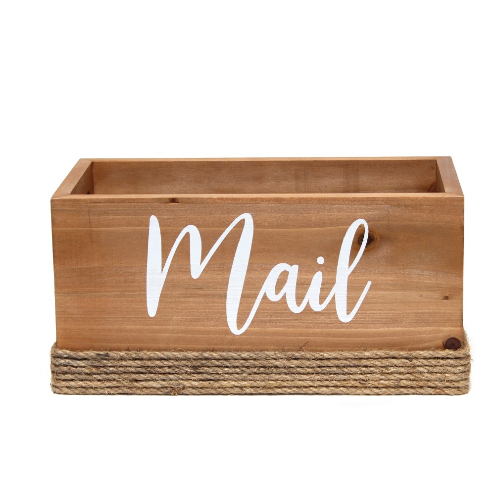 Elegant Designs Homewood Farmhouse Rustic Wood Decorative Mail Holder, 5-3/4inH x 11-3/4inW x 5-7/8inD, Natural