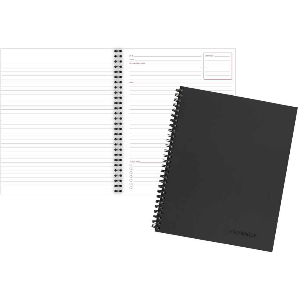 Cambridge Limited 30% Recycled Business Notebook, 8 1/2in x 11in, 1 Subject, Legal Ruled, 80 Sheets, Black (06132)