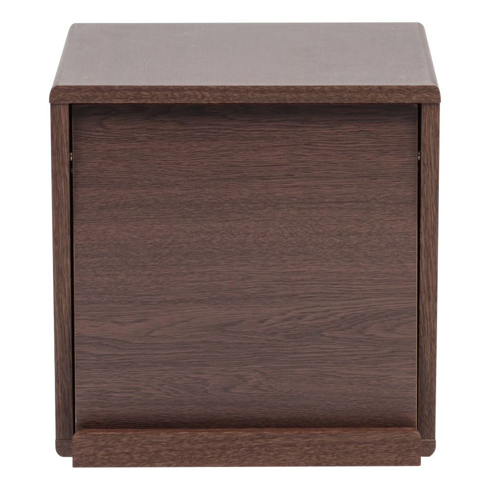 IRIS Wood 14inH 2-Cube Storage With Pocket Door, Brown Oak