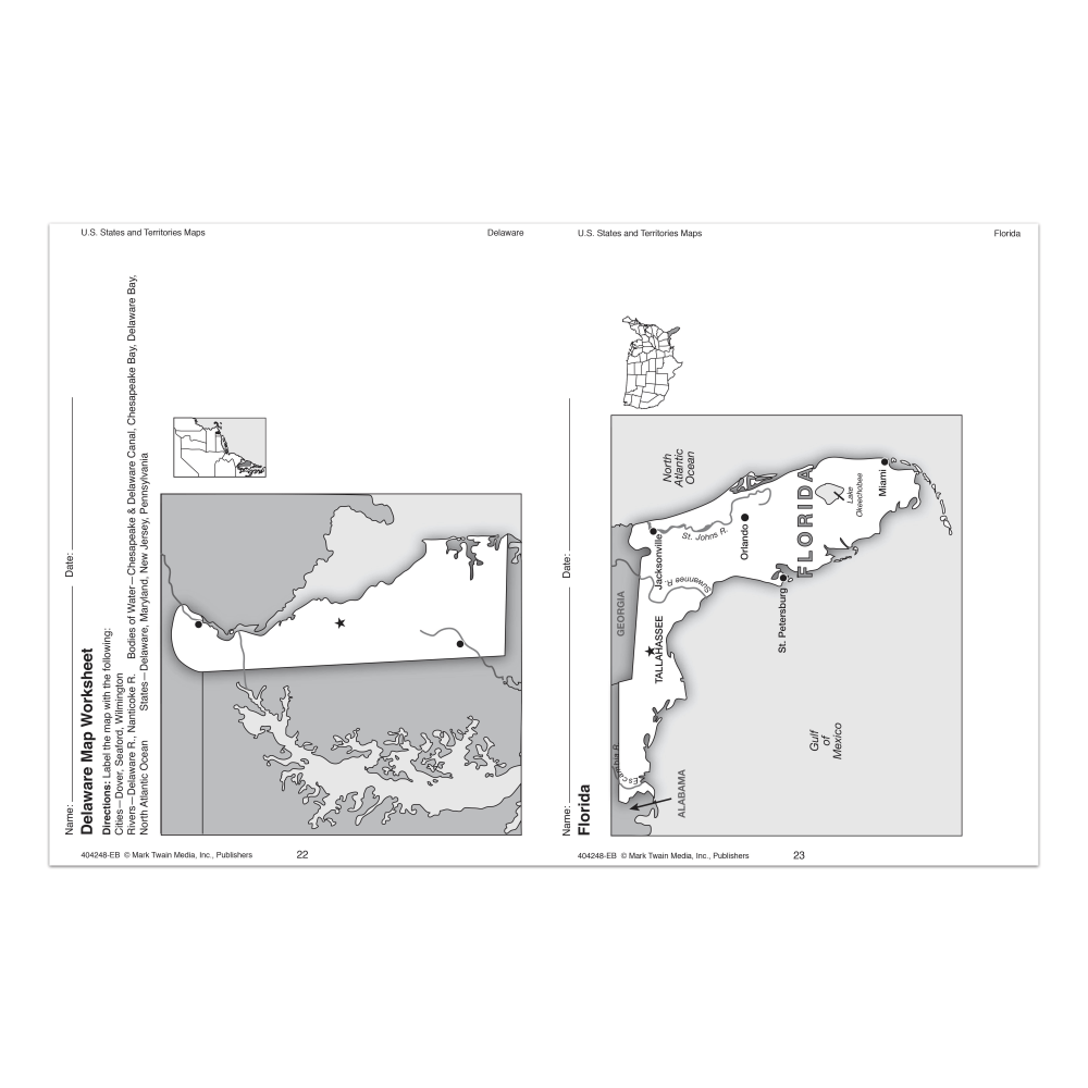 Mark Twain Media U.S. States And Territories Maps, Grades 5-8