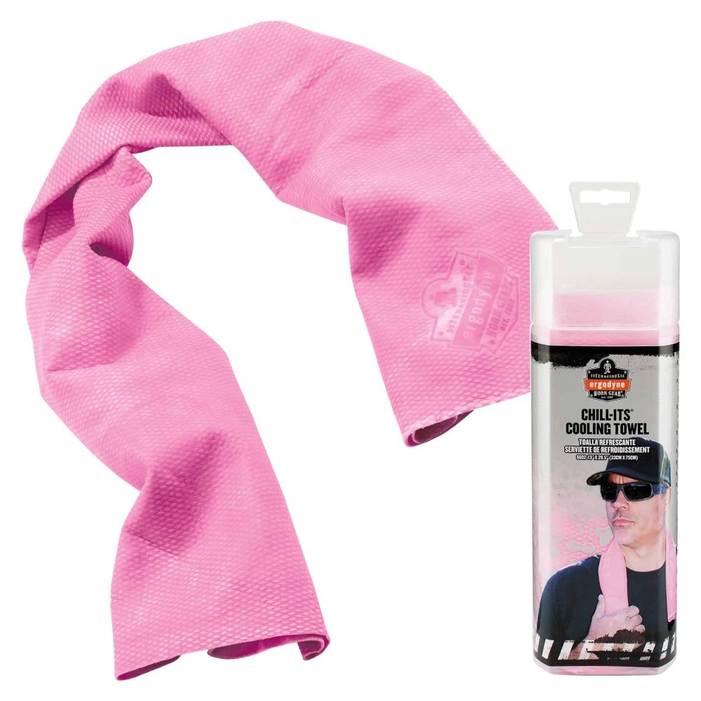 Ergodyne Chill-Its 6602 Evaporative Cooling Towel, 29-1/2inH x 13inW, Pink