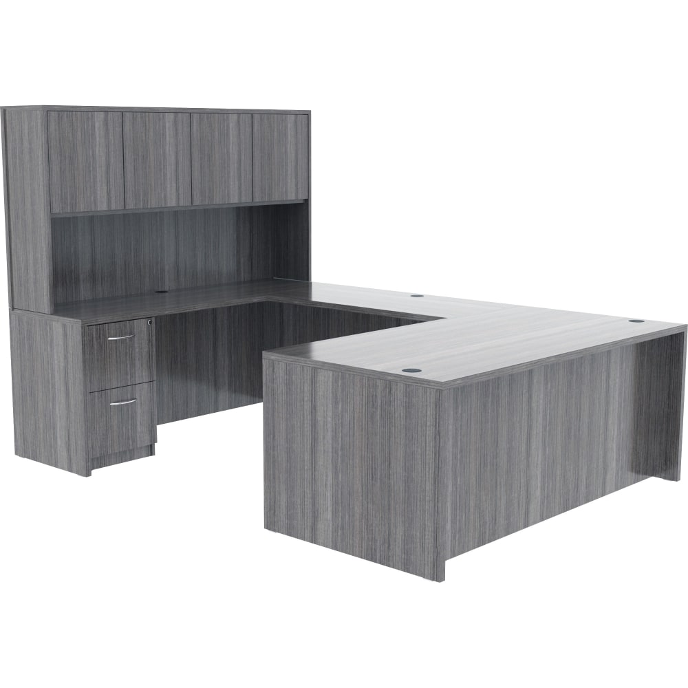 Lorell 72inW Credenza Computer Desk, Weathered Charcoal