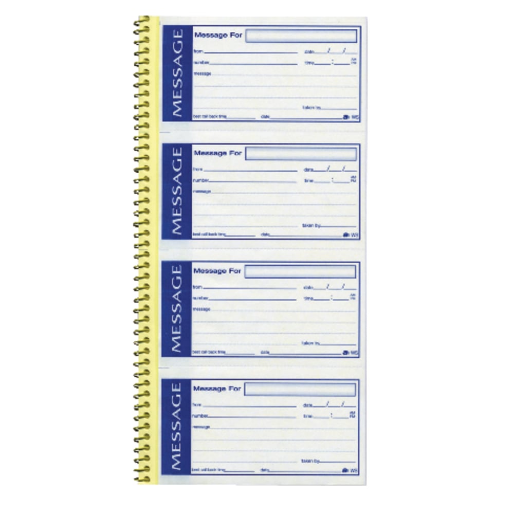 Adams Write n Stick Phone Message Book, 11in x 5 1/4in, 200 Messages, Canary/White