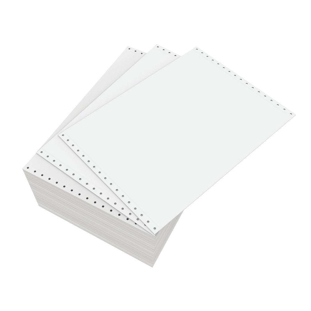 Domtar Continuous Form Paper, Standard Perforation, 12in x 8 1/2in, 18 Lb, Blank White, Carton Of 4,000 Forms