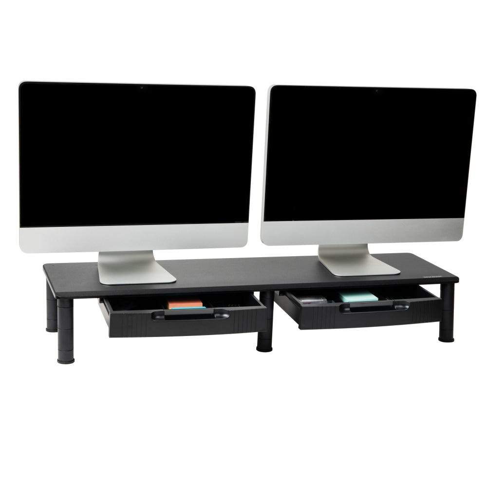 Mind Reader Anchor Collection Dual-Monitor Stand With Doors, 6-1/2inH x 11inW x 38-1/2inD, Black