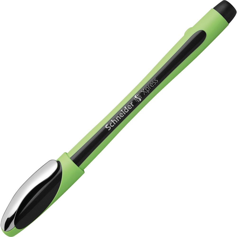 Rediform Schneider Xpress Premium Fineliner Pens, Fine Point, 0.8 mm, Black/Green Barrel, Black Ink, Pack Of 10 Pens