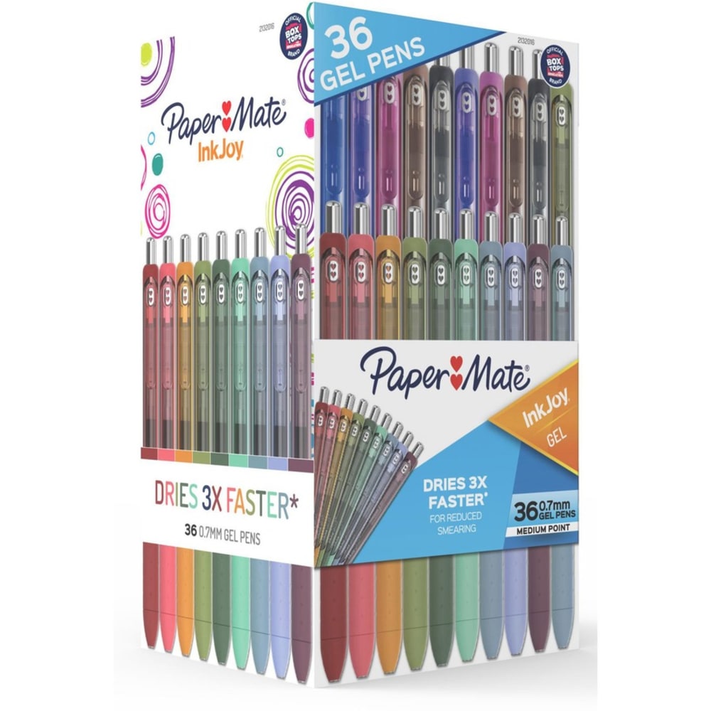 Paper Mate InkJoy Gel Pens, Pack Of 36, Medium Point, 0.7 mm, Assorted Colors