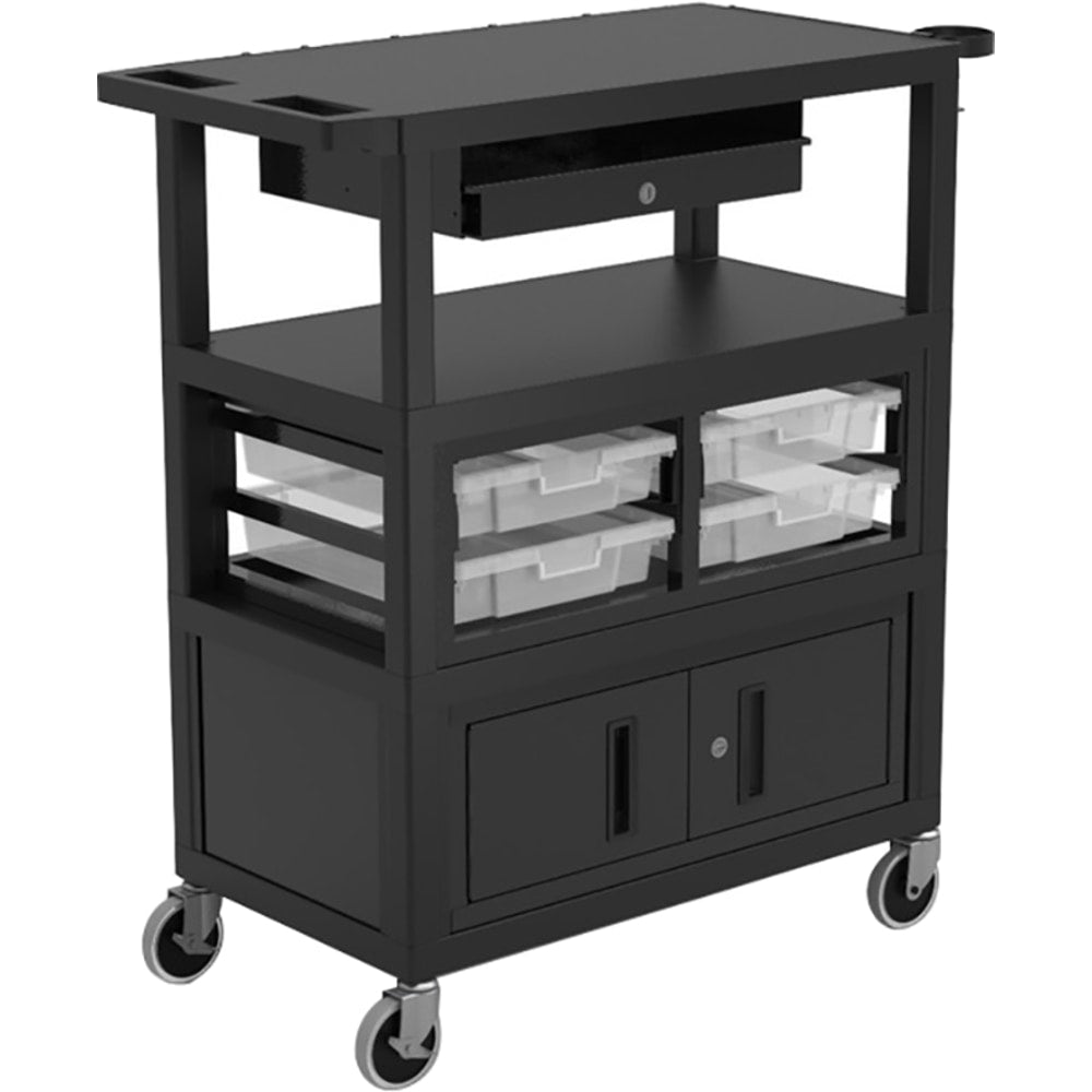 Luxor Deluxe Teacher Cart, 35-5/8inH x 35-5/8inW x 18-1/4inD, Black