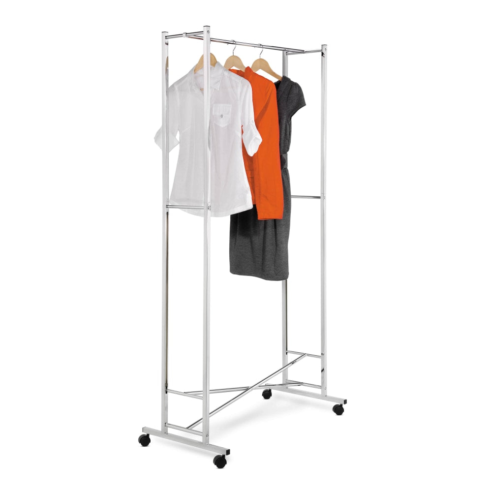 Honey-Can-Do Folding Garment Rack, 68inH x 18 1/4inW x 34inD, Chrome