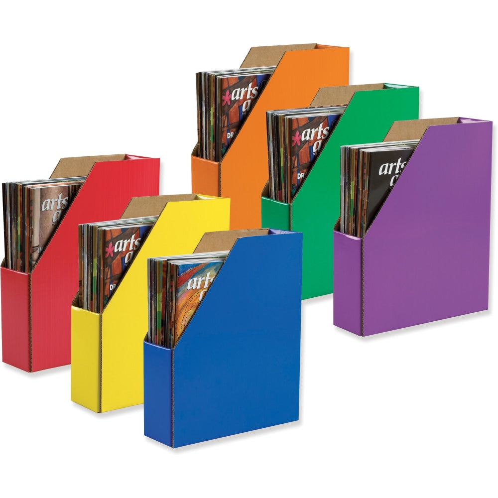 Pacon 70% Recycled Corrugated Magazine Holders, Assorted Colors (No Color Choice), Pack Of 6