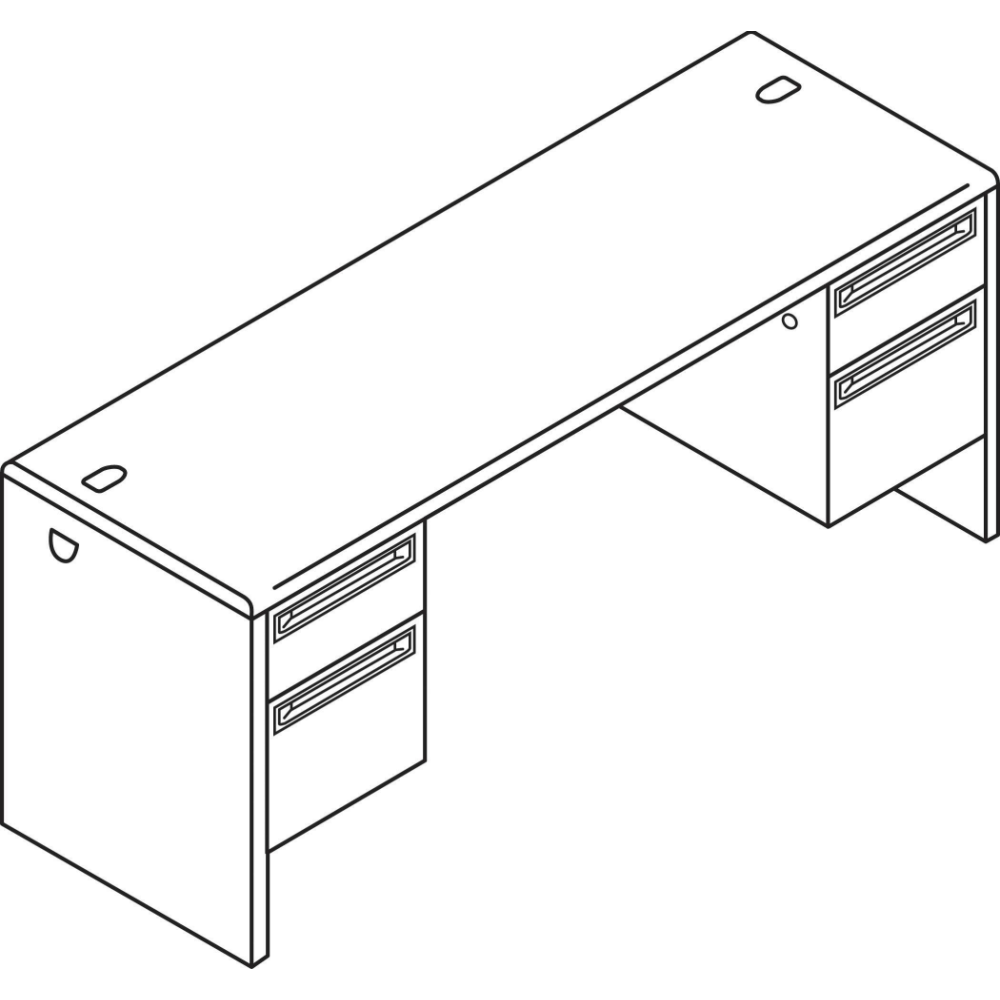 HON 38000 72inW Kneespace Computer Desk Credenza, Mahogany/Charcoal