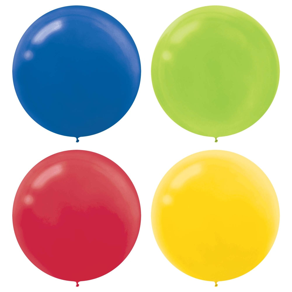 Amscan 24in Latex Balloons, Assorted Colors, 4 Balloons Per Pack, Set Of 3 Packs