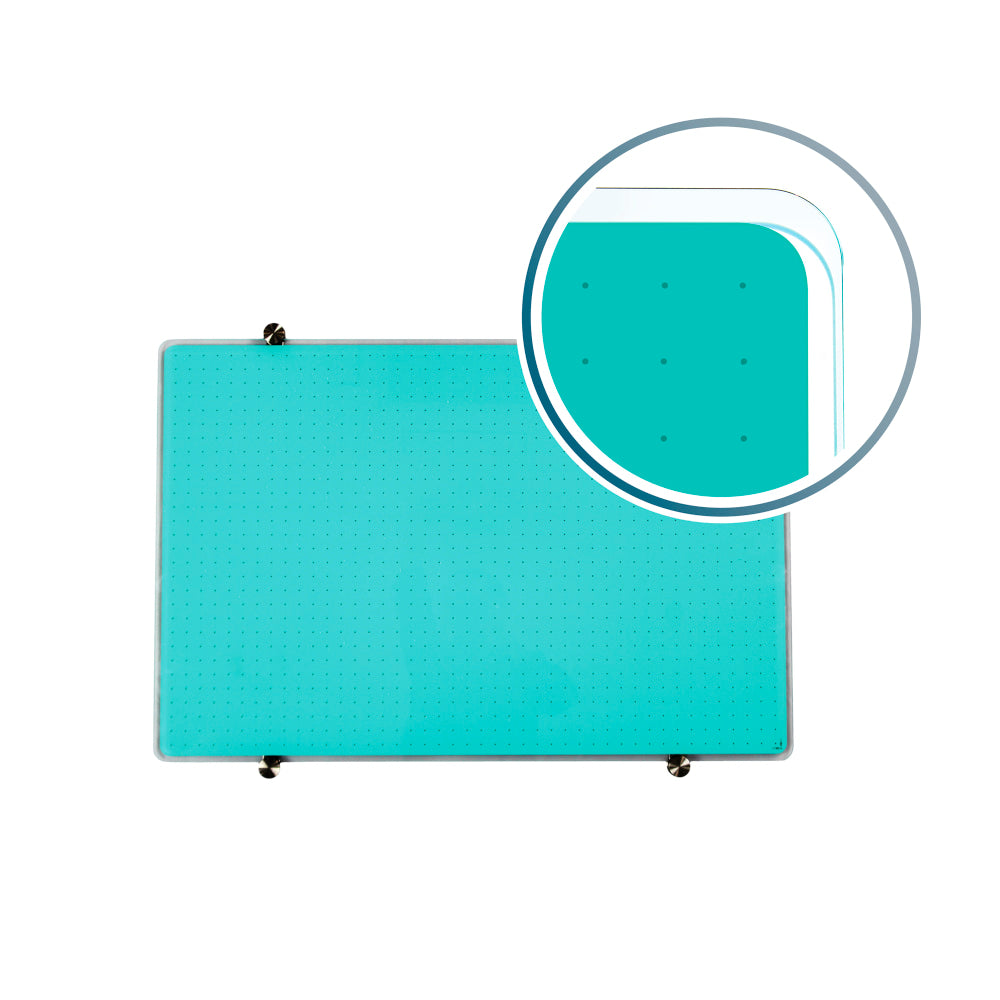 Floortex Viztex Glacier Multi-Purpose Grid Glass Dry Erase Board, 24in x 36in, Teal