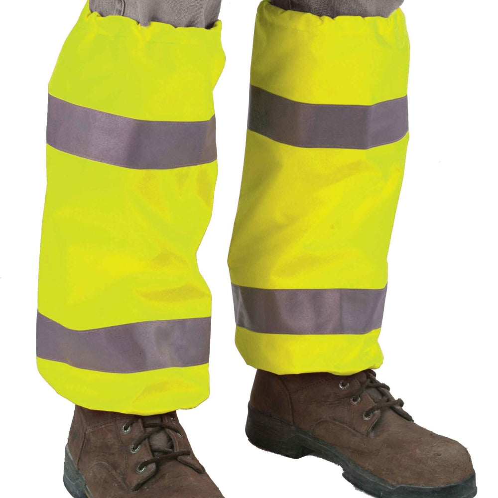 Ergodyne GloWear 8008 Class E Hi-Vis Leg Gaiters, One Size, Lime, Pack Of 6 Gaiters